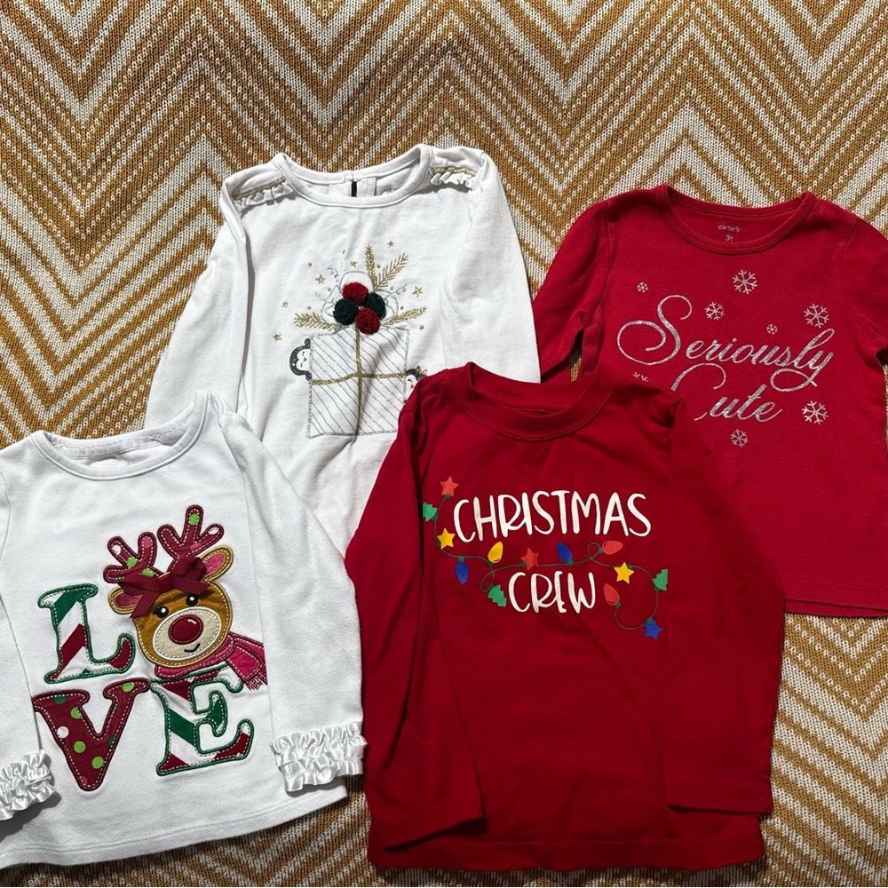 Festive Kids Long Sleeve Shirt Set - Red & White